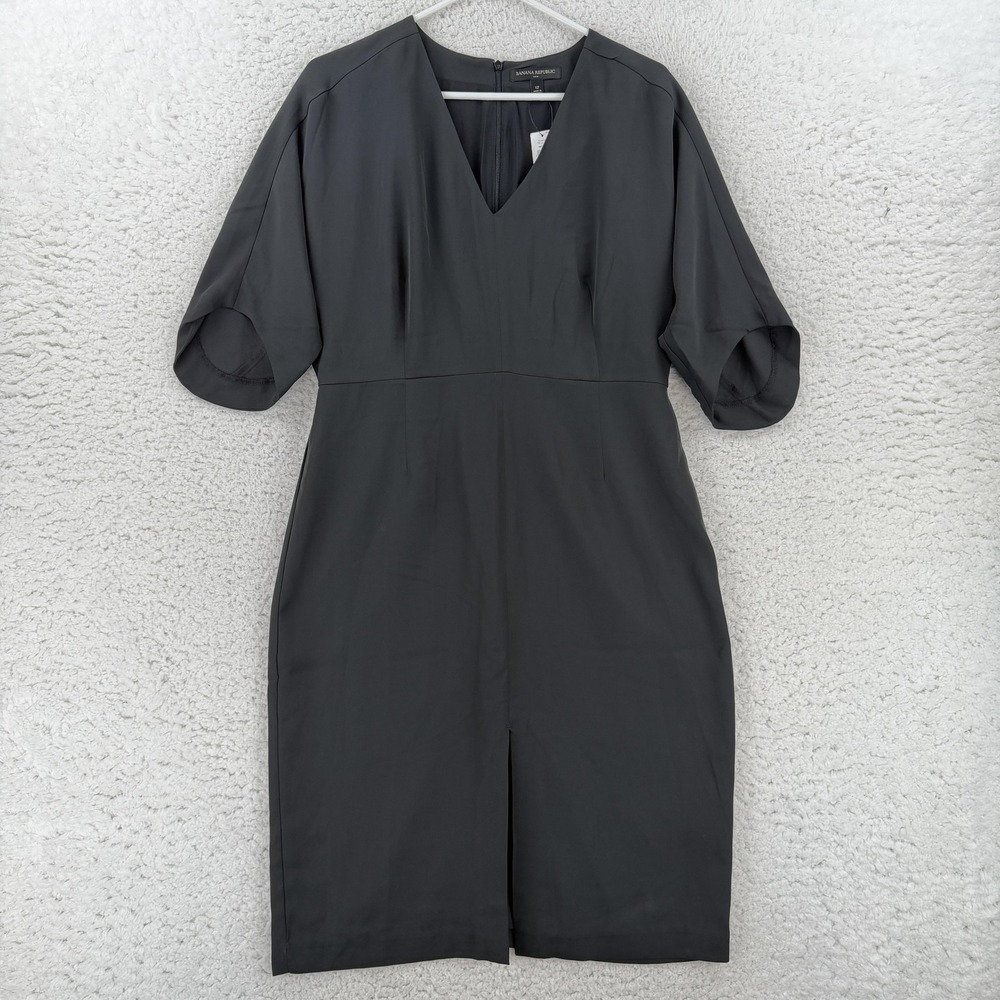 Banana Republic Dress Womens 12 Black V Neck Dolman Sleeve Sheath Workwear